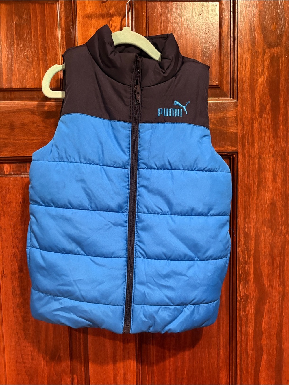 Puma Black and Bright Blue Quilted Puffer Vest